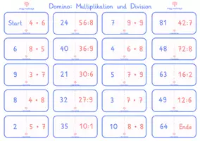Vorschau - Spiele - Domino Multiplikation Division Grundschule 3. 4. Klasse Kopfrechnen Training - Seite 1