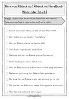 Vorschau - Arbeitsblätter - Arbeitsblatt - Herr von Ribbeck - Wahr oder falsch? - Seite 1