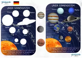 Vorschau - Mal- und Bastelvorlagen - Sonnensystem, Weltall, Poster zum Zuordnen - Deckblatt
