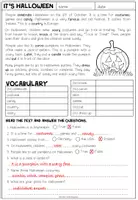 Vista previa - Hojas de trabajo - IT'S HALLOWEEN - Reading Comprehension - página 3