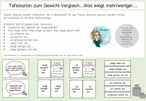 Vorschau - Poster - Tafelkarten Gewichte vergleichen / schwerer/leichter - Deckblatt