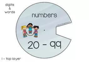 Vorschau - Mal- und Bastelvorlagen - English Numbers 20-99 - Drehscheibe - Seite 3
