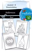 Vorschau - Mal- und Bastelvorlagen - Halloween: Bastelvorlage für Ausmal- & Fensterbilder - Deckblatt