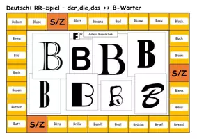Vorschau - Spiele - A3- der,die,das - Spiel zu "B-Wörtern" mit Lösung - Deckblatt