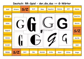 Vorschau - Spiele - A3 - der,die,das - Spiel zu "G-Wörtern" mit Lösung - Deckblatt