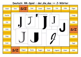 Vorschau - Spiele - A3- der,die,das - Spiel zu "J -Wörtern" mit Lösung - Deckblatt
