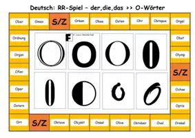 Vorschau - Spiele - A3- der,die,das - Spiel zu "O-Wörtern" mit Lösung - Deckblatt