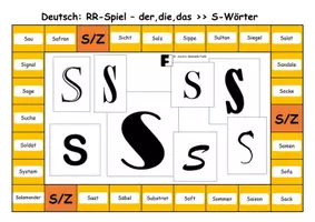 Vorschau - Spiele - A3 - der,die,das - Spiel zu "S-Wörtern" mit Lösung - Deckblatt