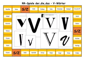 Vorschau - Spiele - A3- der,die,das - Spiel zu "V-Wörtern" mit Lösung - Deckblatt