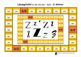 Vorschau - Spiele - A3 - der,die,das - Spiel zu "Z-Wörtern" mit Lösung - Seite 1