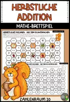 Vorschau - Arbeitsblätter - Brettspiel - Herbstliche Addition im ZR 20 mit dem Eichhörnchen - Deckblatt