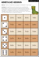 Vorschau - Arbeitsblätter - Brettspiele - Herbstliches Addieren mit dem Würfel im ZR 10 und 20 - Seite 1