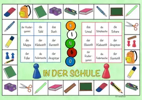 Vorschau - Spiele - In der Schule – Bingo-Spiel mit Hilfekarte – DaZ/DaF - Seite 1