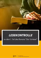 Vorschau - Arbeitsblätter - Lesekontrolle/ LK zum 1. Teil: "Der Vorleser" (Bernhard Schlink) - Deckblatt