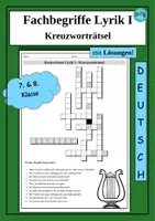 Vorschau - Arbeitsblätter - Fachbegriffe LYRIK Kreuzworträtsel Unterstufe Freebie - Deckblatt