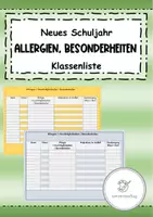 Vorschau - Anderer Materialtyp - Liste für Allergien Unverträglichkeiten Besonderheiten - Deckblatt