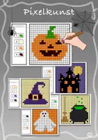 Vorschau - Arbeitsblätter - Pixelkunst, Malen nach Zahlen - Halloween - Deckblatt