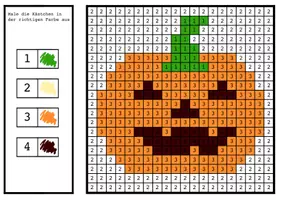 Vorschau - Arbeitsblätter - Pixelkunst, Malen nach Zahlen - Halloween - Seite 3