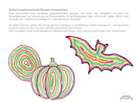 Vorschau - Arbeitsblätter - UMRISSZEICHNUNGEN: HALLOWEEN-MOTIVE für grafomotorische Übungen (Schwungübungen) sowie zum Ausmalen & Weitermalen - Seite 1