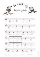 Vorschau - Arbeitsblätter - BRUDER JAKOB - Liedblatt in C-Dur - Musik für Kinder - Seite 1