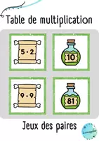 Aperçu - Jeux - Table de multiplication: Jeux des paires (potions magique) - Page de couverture