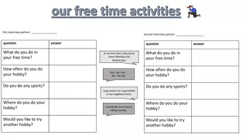 Vorschau - Arbeitsblätter - free time activities (interview sheets) - Seite 1