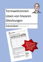 Vorschau - Arbeitsblätter - Termwettrennen - Lösen von linearen Gleichungen - Deckblatt