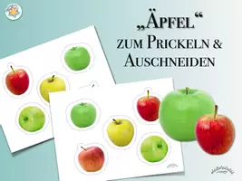 Vorschau - Mal- und Bastelvorlagen - ÄPFEL zum Prickeln und Ausschneiden - Deckblatt