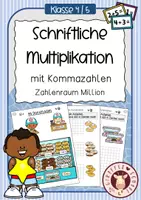 Vorschau - Unterrichtsreihen - Schriftliche Multiplikation mit Kommazahlen – Arbeitsheft Mathe Klasse 4/5 - Deckblatt