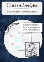 Vorschau - Arbeitsblätter - Cartoon Analysis Material mit Arbeitsaufträgen + Diff. - Deckblatt