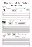 Vorschau - Arbeitsblätter - Schmetterling: Erste Sätze schreiben mit Hilfe - Seite 3