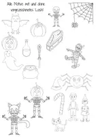 Vorschau - Mal- und Bastelvorlagen - Halloween - Gruselspaß: Cliparts, Ausmalbilder, Girlande und Fliegende Fledermaus - Seite 1