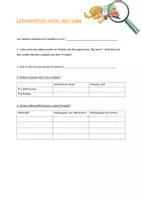 Vorschau - Arbeitsblätter - Nährwerttabelle und Nährwert der Lebensmittel - Deckblatt