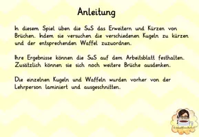 Vorschau - Arbeitsblätter - Erweitern und Kürzen mit Eis - Gleichwertige Brüche Spiel - Seite 1