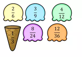 Vorschau - Arbeitsblätter - Erweitern und Kürzen mit Eis - Gleichwertige Brüche Spiel - Seite 3