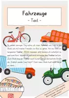 Vorschau - Text - Text "Fahrzeuge im Straßenverkehr" zur Wortschatzeinführung - Deckblatt