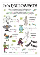 Aperçu - Préparation de séance / Séance complète - Present Progressive Halloween English Anglais - Page 1