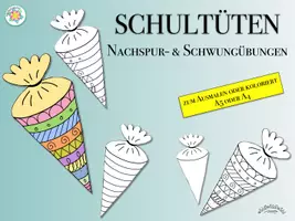 Vorschau - Arbeitsblätter - SCHULEINFÜHRUNG: SCHULTÜTEN zum Nachspuren / für Schwungübungen / zum Ausmalen (Grafomotorik, Einschulung, Schuleinführung) - Deckblatt