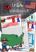 Aperçu - Fiches - USA Wordsearch/ Jeu de recherche de mots - Page de couverture
