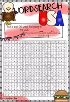 Aperçu - Fiches - USA Wordsearch/ Jeu de recherche de mots - Page 1