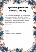 Aperçu - Apprentissages en autonomie - Synthèse some/ any/ a,an - Page de couverture