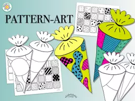 Vorschau - Mal- und Bastelvorlagen - PATTERN-ART & AUSMALBILDER „SCHULTÜTEN“ - Deckblatt