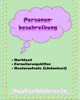Vorschau - Arbeitsblätter - Personenbeschreibung Merktext, Übungen und Musteraufsatz - Deckblatt