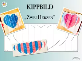 Vorschau - Mal- und Bastelvorlagen - KIPPBILD zum Valentinstag „Herzen“ - Du hast mich verzaubert“ / Valentinstag / Muttertag / Wackelbild, Agamograph / Falten / Zickzack-Bild (zu Ramadan / Zuckerfest / Bayram) - Deckblatt