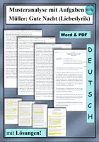 Vorschau - Arbeitsblätter - Musteranalyse Liebesgedicht Romantik Wilhelm Müller Gute Nacht - als PDF & Word - Deckblatt