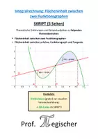 Vorschau - Unterrichtsreihen - SKRIPT: Fläche zwischen 2 Funktionsgraphen (mit LÖSUNGEN & PowerPoint) - Deckblatt