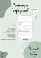 Vorschau - Arbeitsblätter - Verneinung simple present - Deckblatt