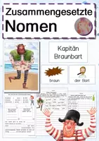 Vorschau - Arbeitsblätter - Zusammengesetzte Nomen mit Kapitän Braunbart - Deckblatt