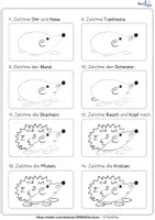 Vorschau - Arbeitsblätter - Igel - Aussehen des Igels und Zeichenanleitung - Seite 2