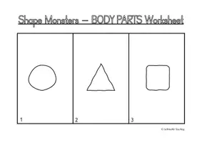 Vorschau - Arbeitsblätter - Englisch: Body Parts - Shape Monsters - Seite 1